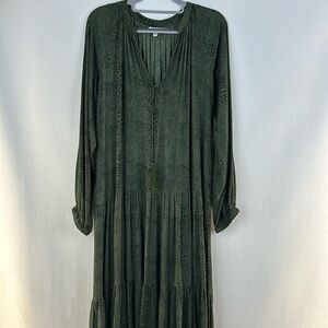 Karyn Seo Snake Print Long Sleeve Tiered Maxi Dress